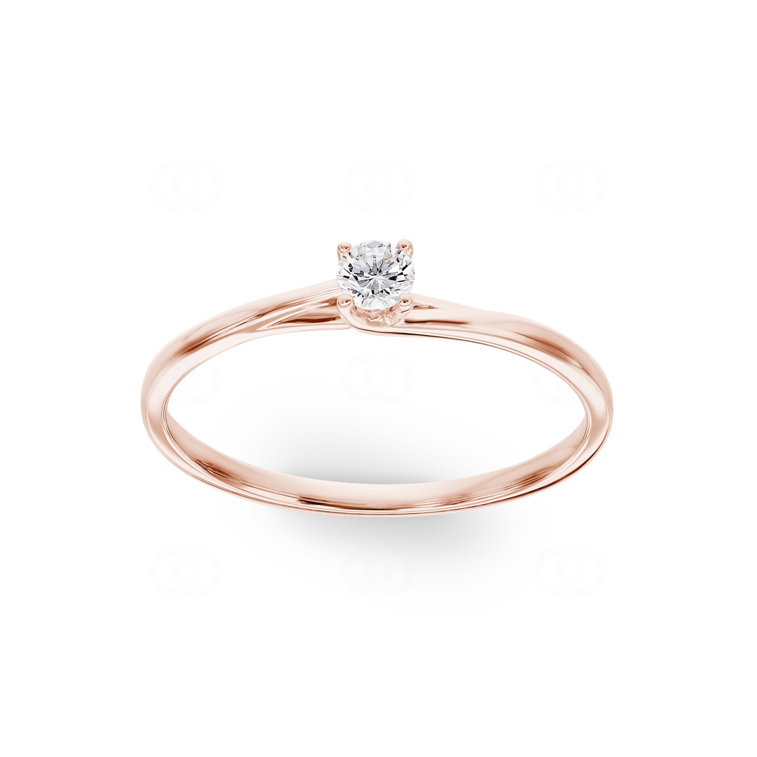 Solitärring 750/18 K Roségold mit Diamant 0.12ct H/Si