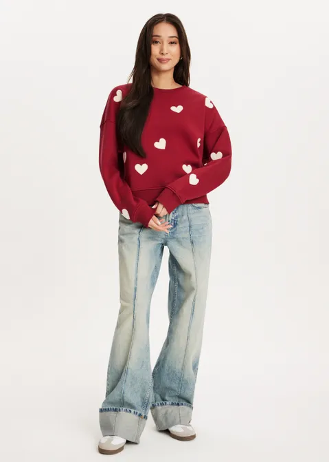 Sweater met hartjes rood (ROO.D)