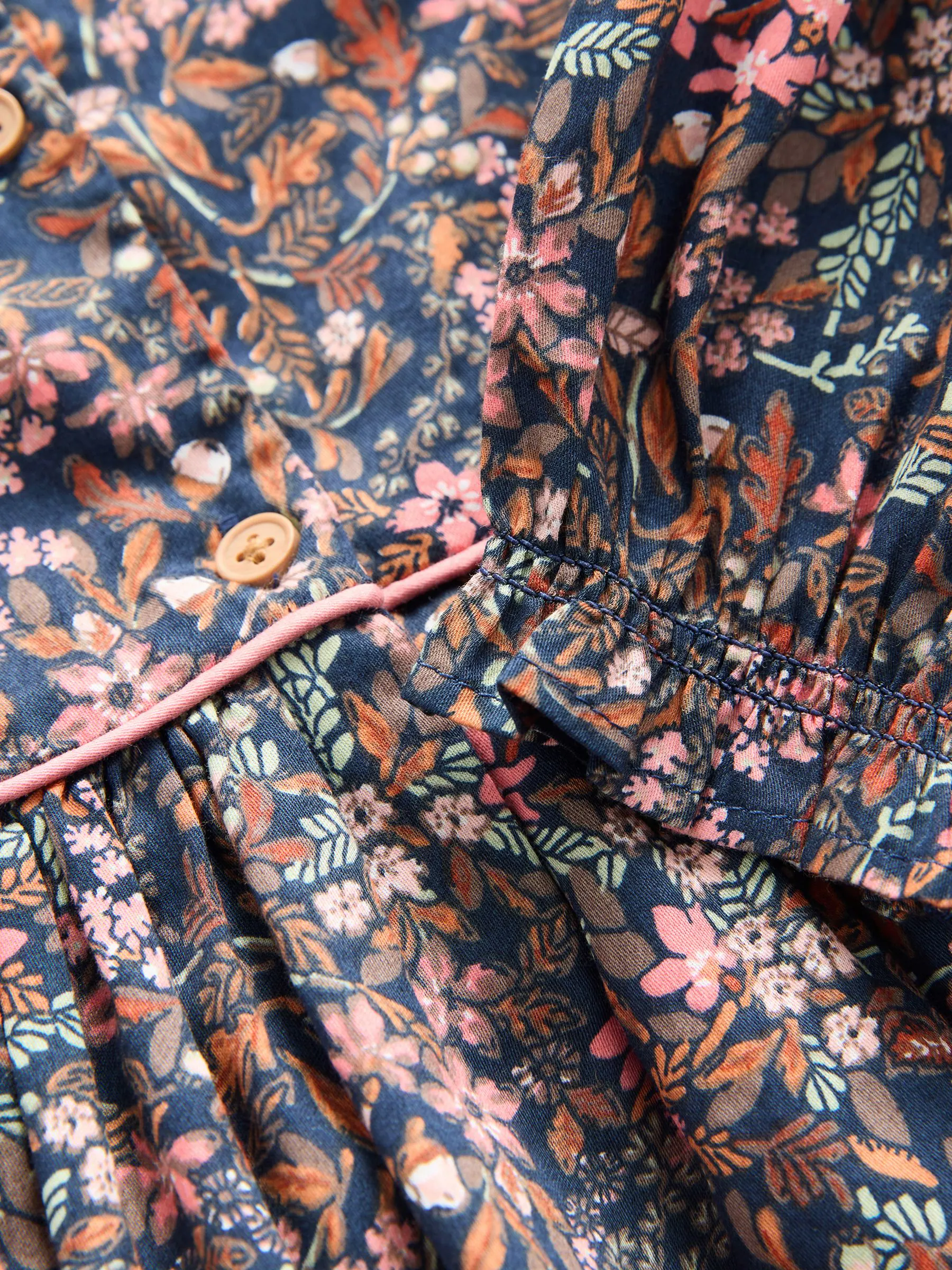 Met vrolijke print - Jurk met ruche en lange mouwen (3mnd-8jr)