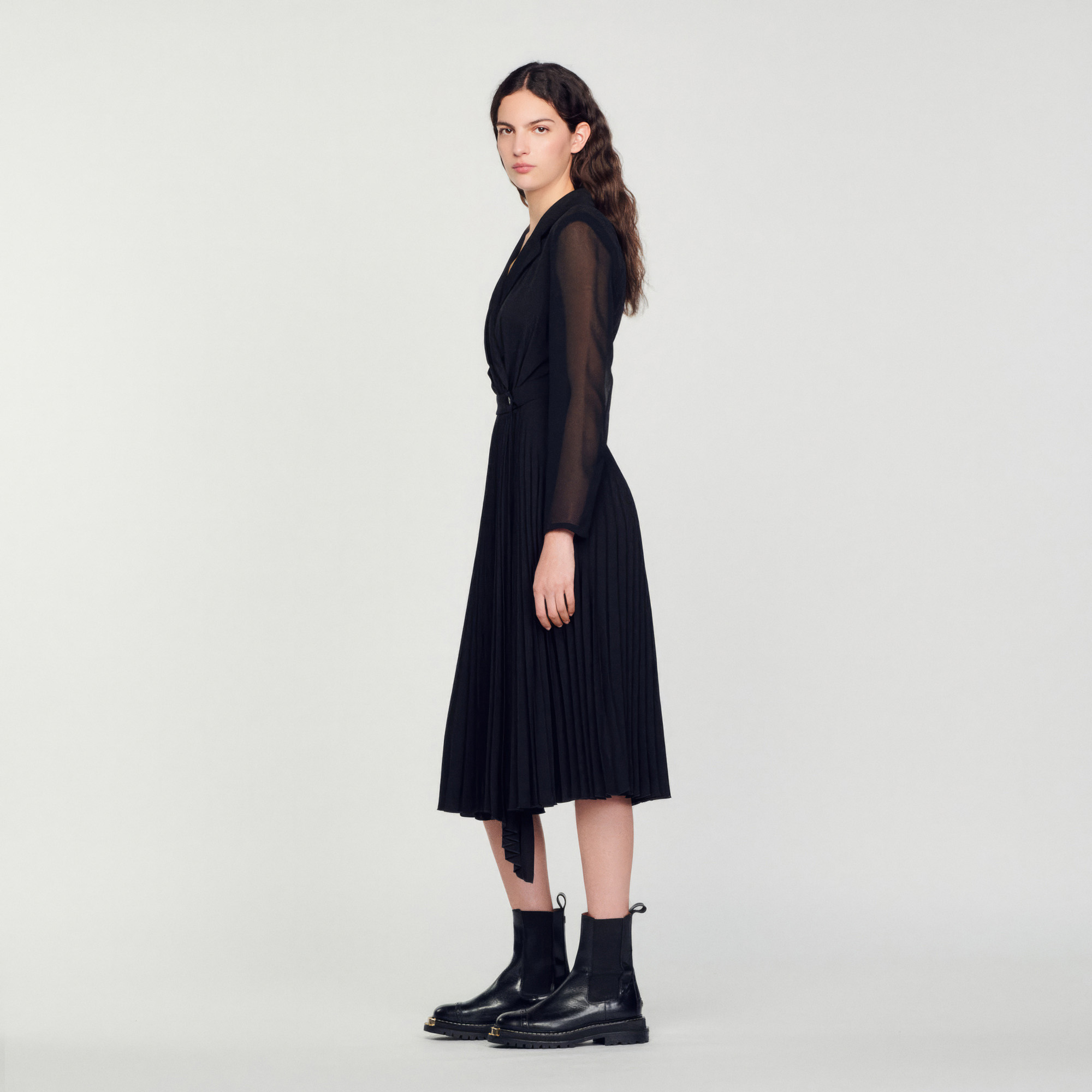 Robe bi-matiére á manches longues