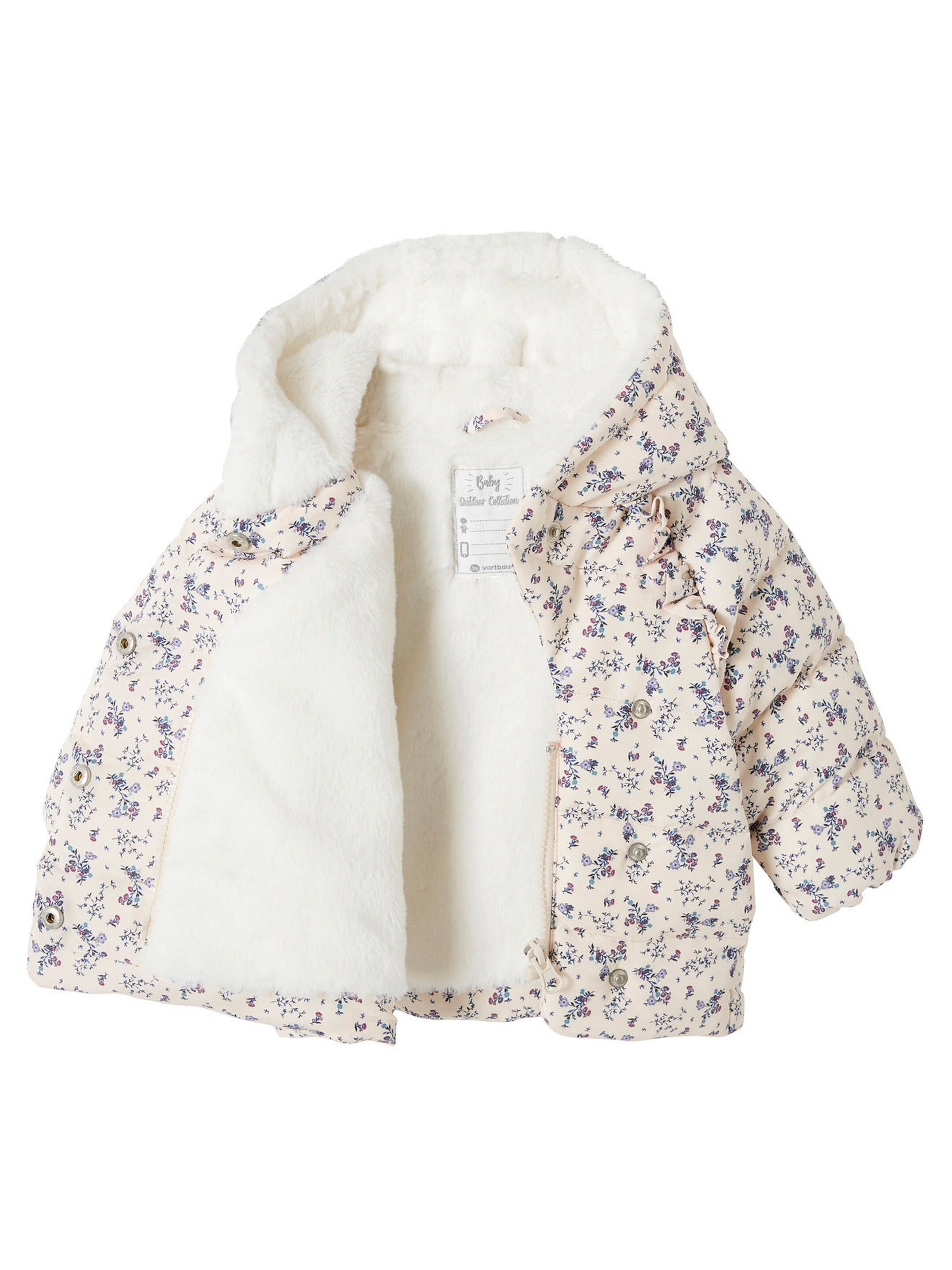 Vertbaudet Gefütterte Baby Steppjacke, Wickelform, Recycling-Polyester zartrosa