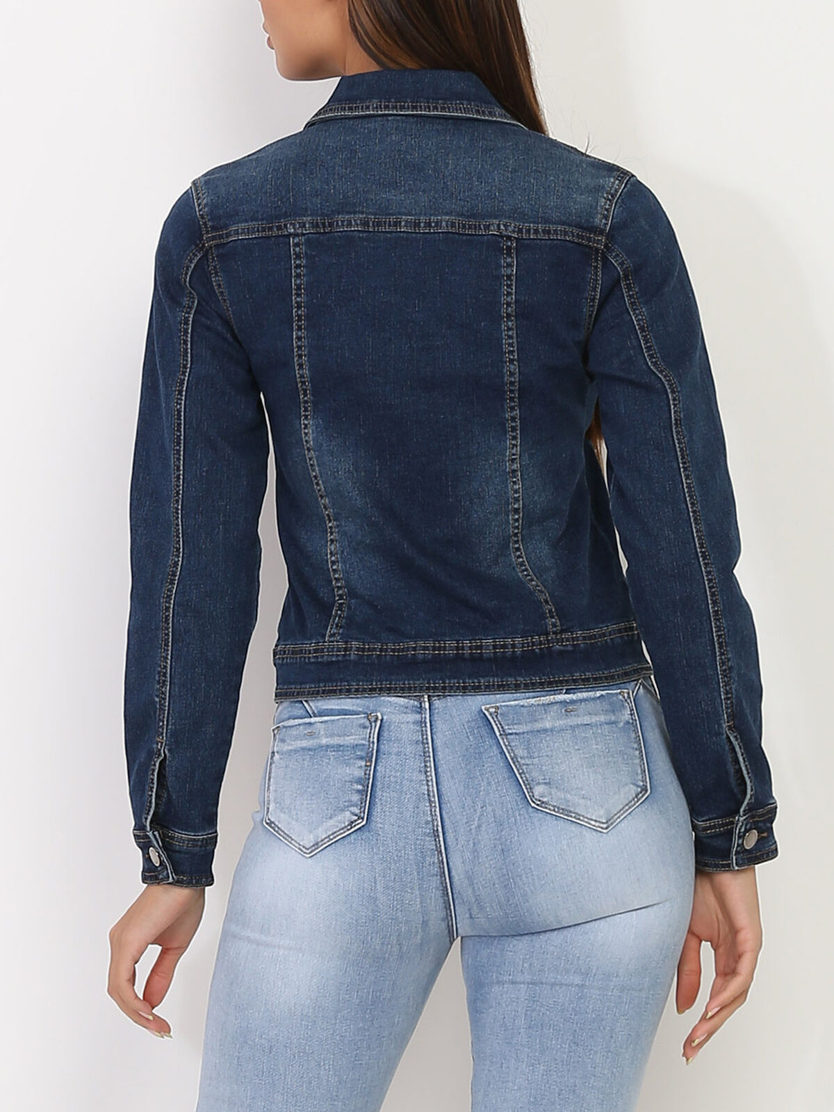 Veste en jean délavée- Bleu
