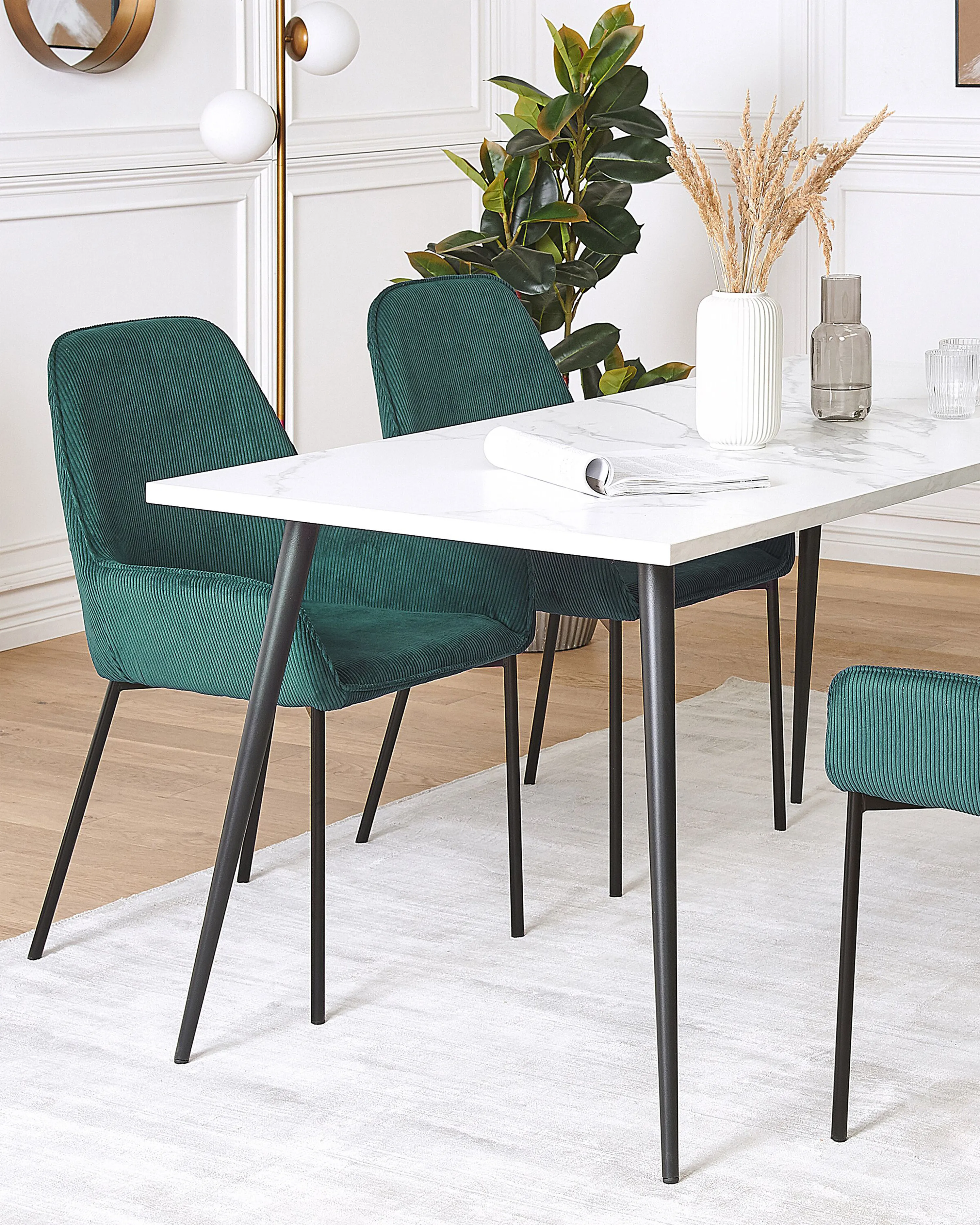 Set van 2 eetkamerstoelen LOVERNA Corduroy Donkergroen