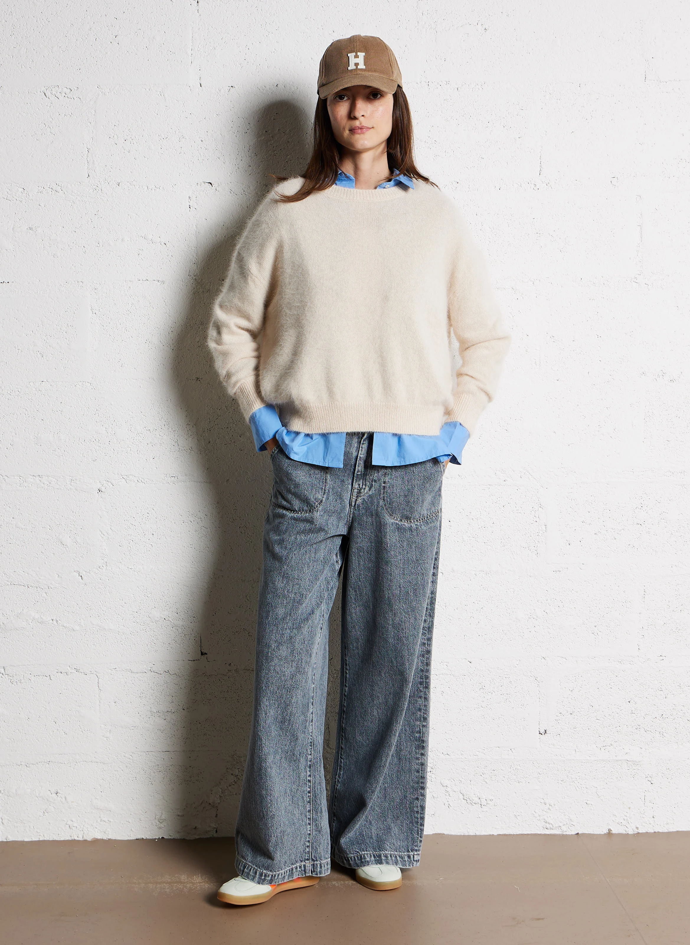 GASTOO - Chemise oversize col classique en coton | Bleu
