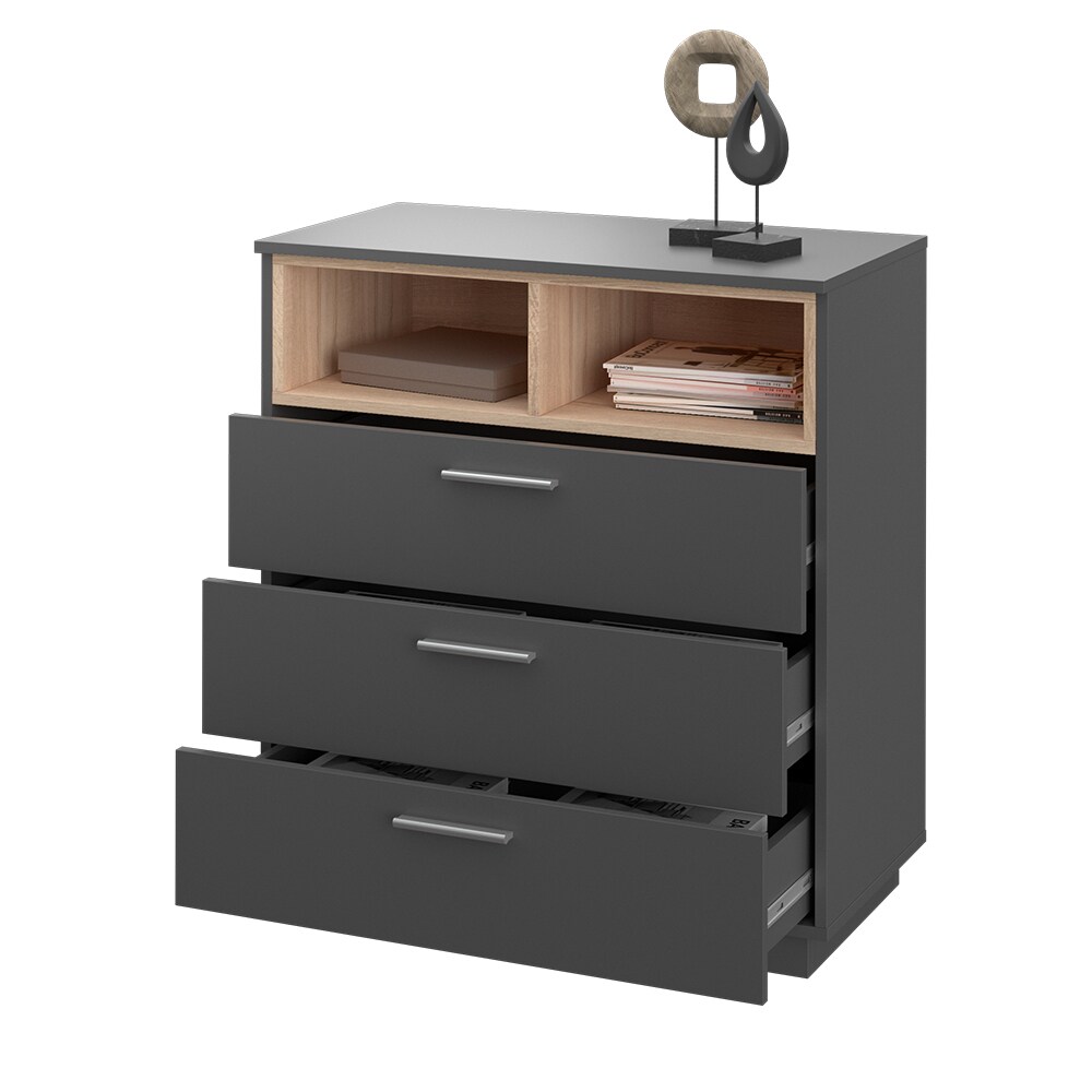 Vicco Kommode Highboard Anrichte Beatrice Anthrazit 3 Schubladen Sideboard Regal