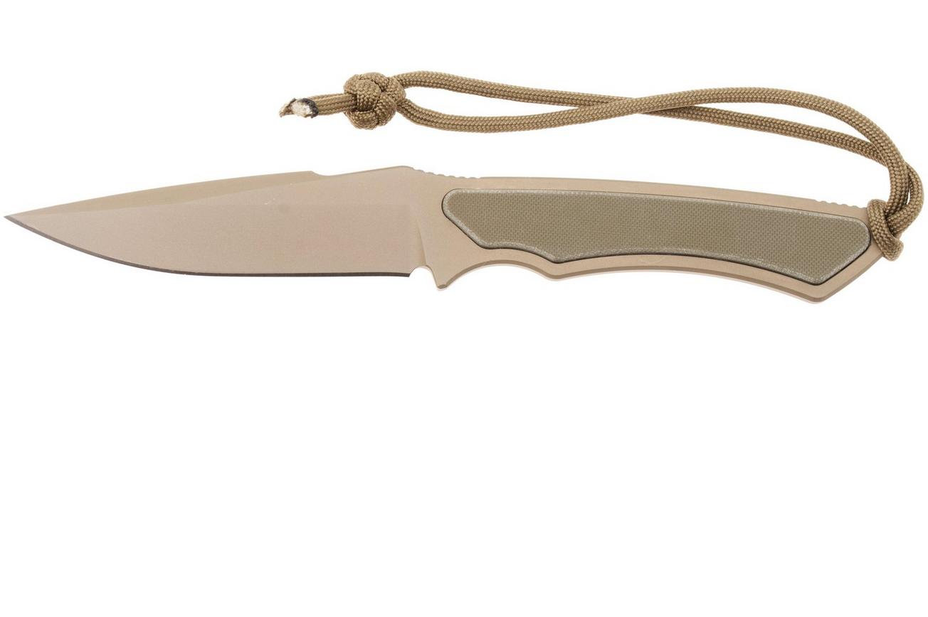 Spartan Blades Phrike SB17 Flat Dark Earth, Green G10, vaststaand mes, kydex schede