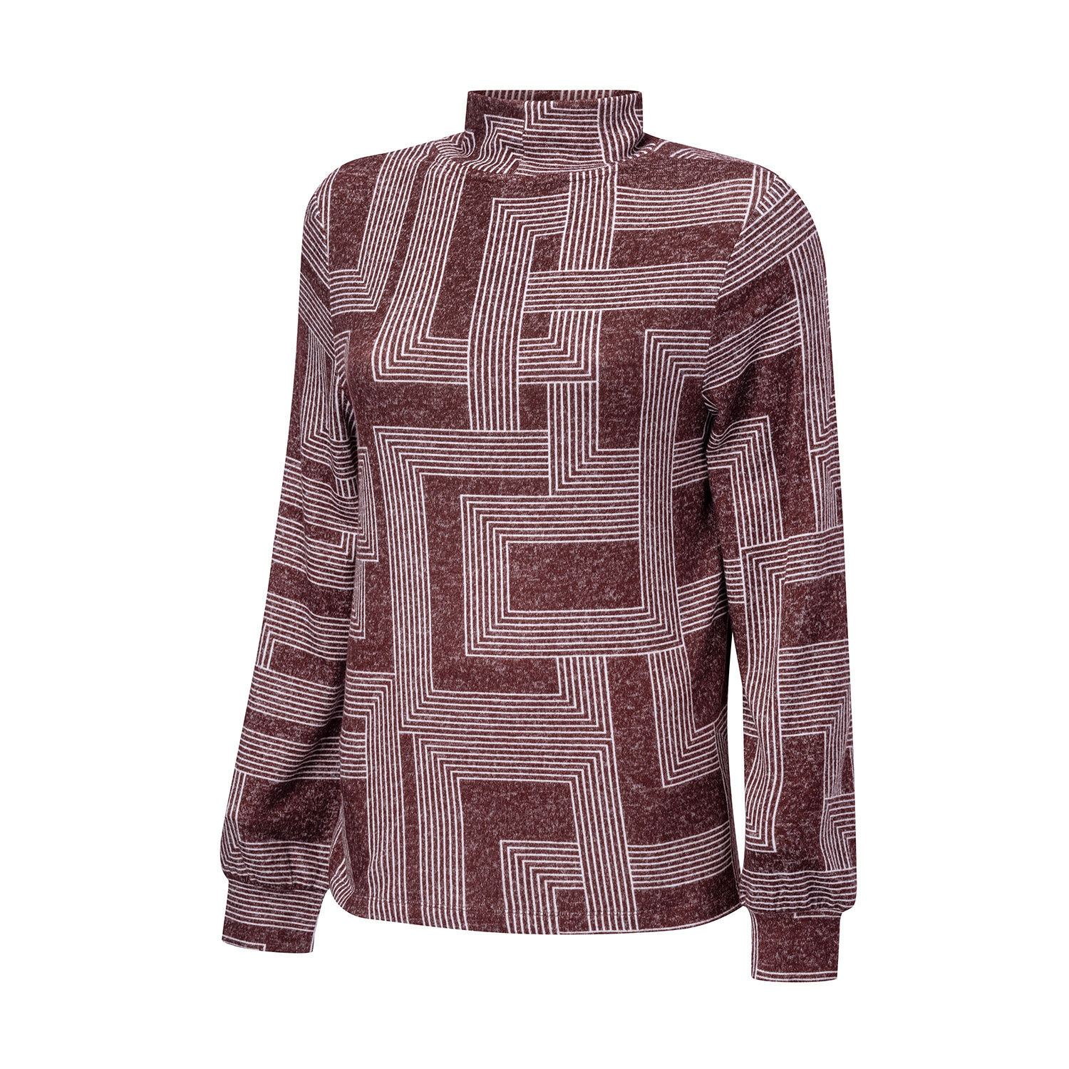 Bedrucktes Langarmshirt mit Stehkragen