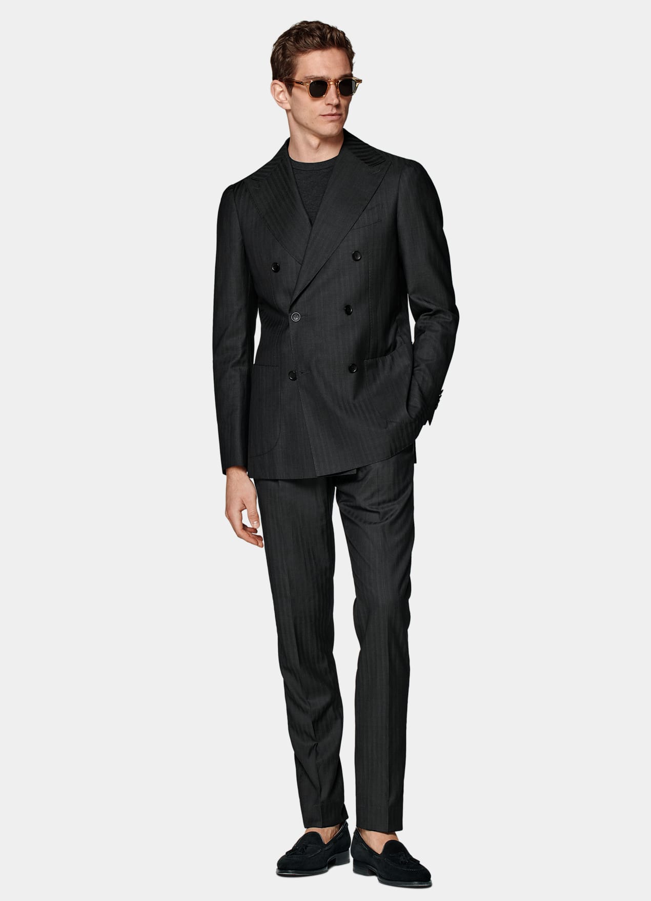 Costume Perennial Havana coupe Tailored gris foncé à chevrons