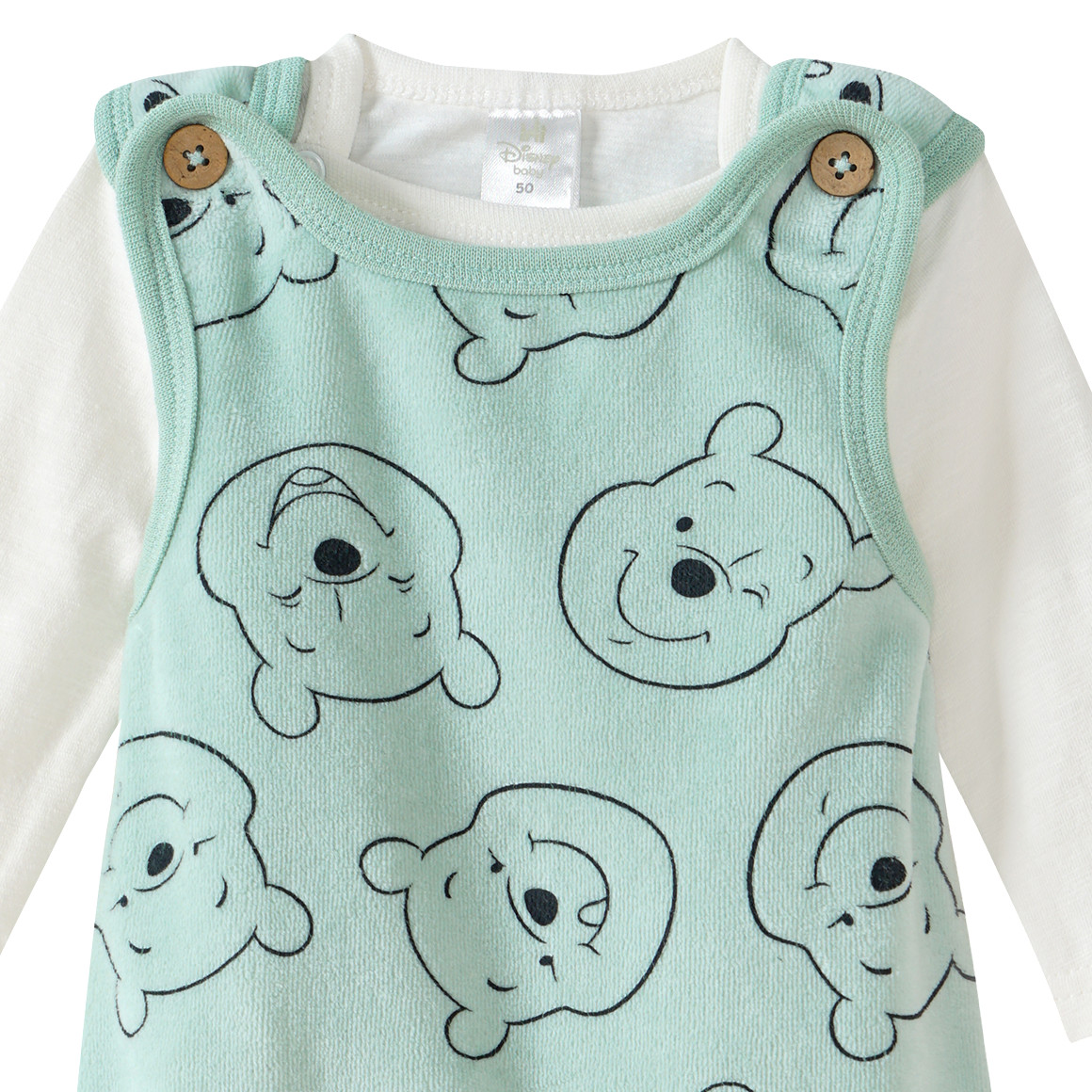 Topomini Winnie Puuh Strampler und Langarmbody im Set mint / weiss