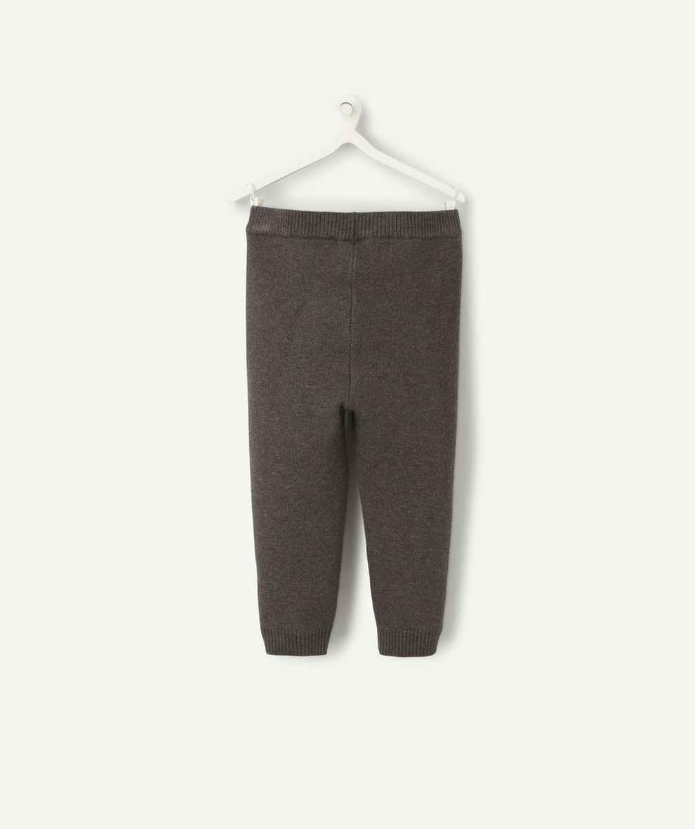 PANTALON BÉBÉ FILLE EN MAILLE COMPACTE ET FIBRES RECYCLÉES GRIS