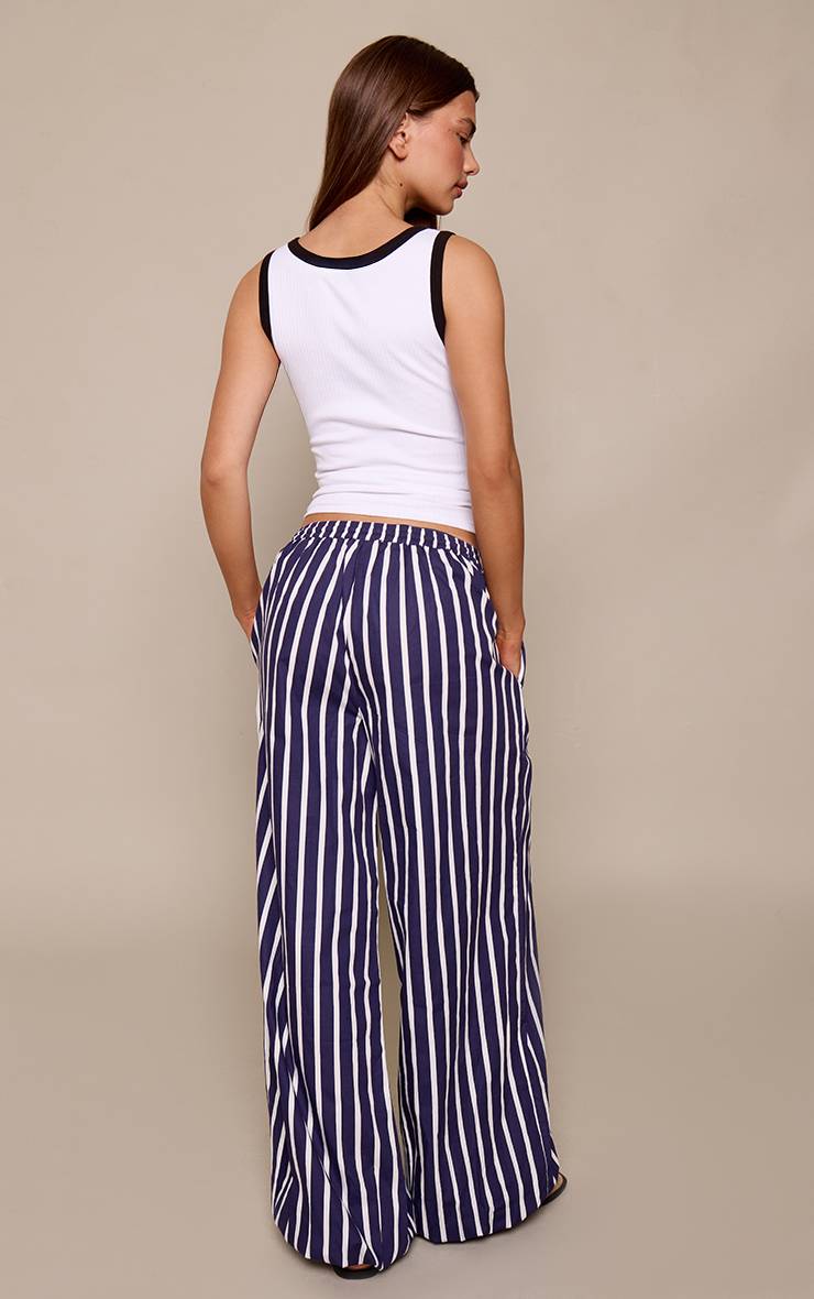 Bleu Pantalon Ballon À Rayures En Coton Avec Détail Boxer
