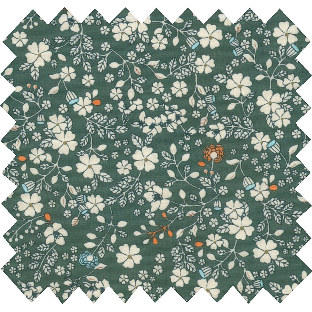 Tissu Voile Fleuri Kaki