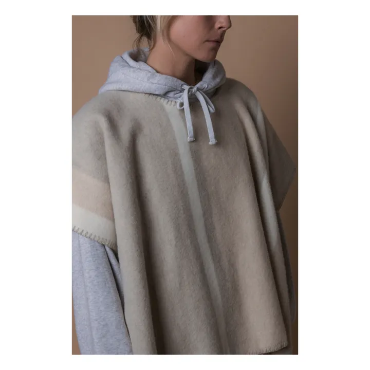 La Méricaine Poncho Long Mothearl Laine Recyclée | Beige