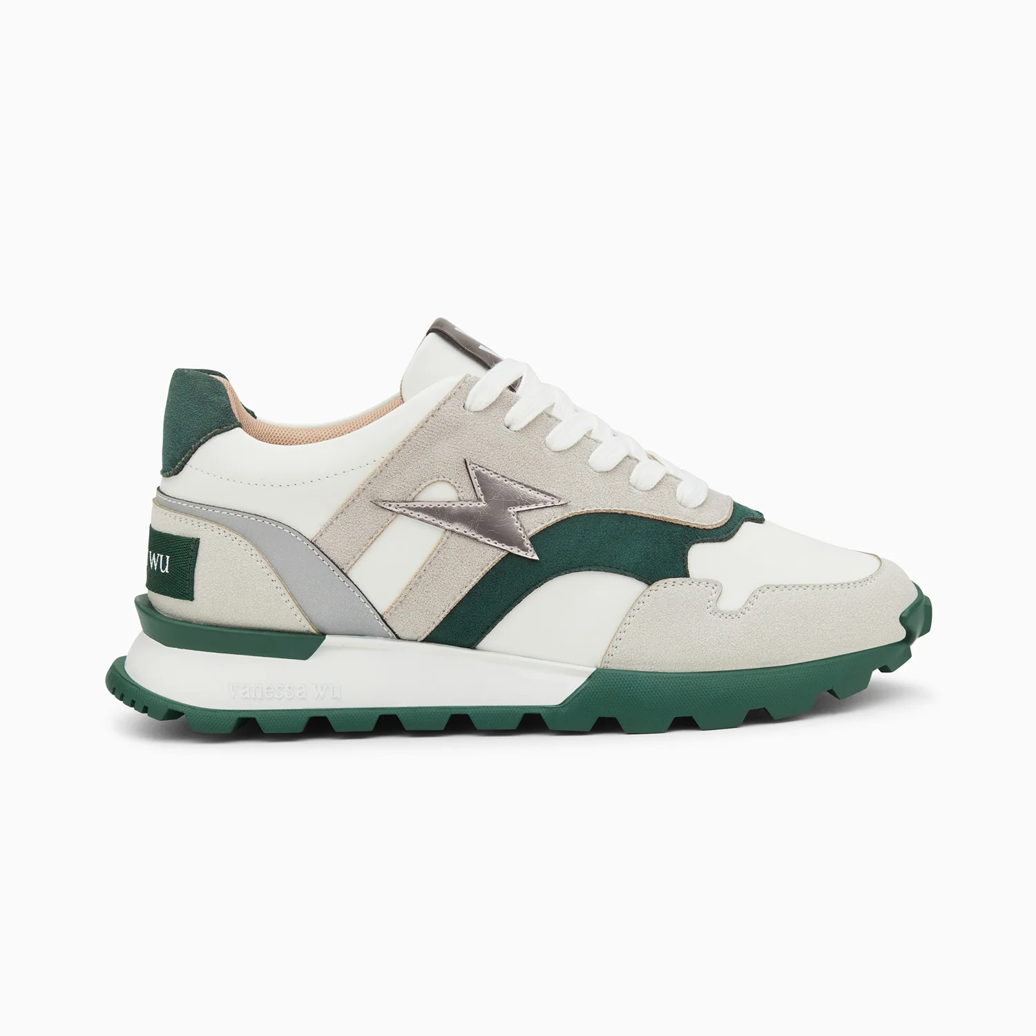 Sneakers-Baskets éclair Liéna vert et anthracite à semelle running