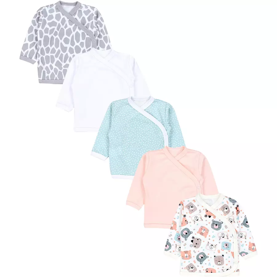 TupTam Baby Langarm Wickelshirt 5er Set rosaweiß