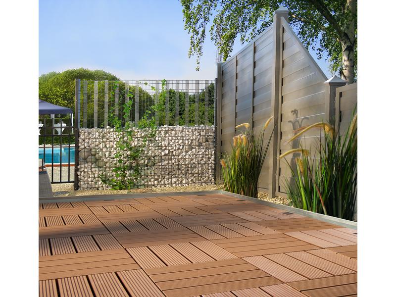 Florco Balkon-& Terrassenplatten WPC braun 30 x 30, 6 Stk. Bodenplatte aus Holz-Kunststoffgemisch