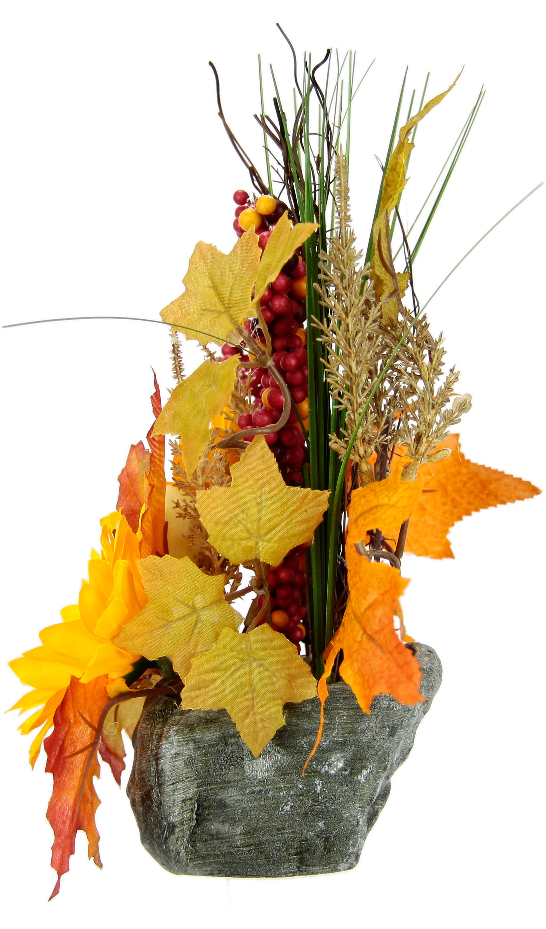 I.GE.A. Kunstblume »Gesteck aus Sonnenblumen auf Stein« Künstliche Blumen  Herbstgesteck Deko Ornamente für Halloween