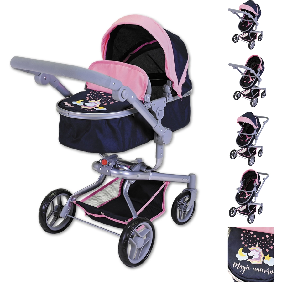knorr toys® Puppenwagen Boonk - Magic Unicorn blau
