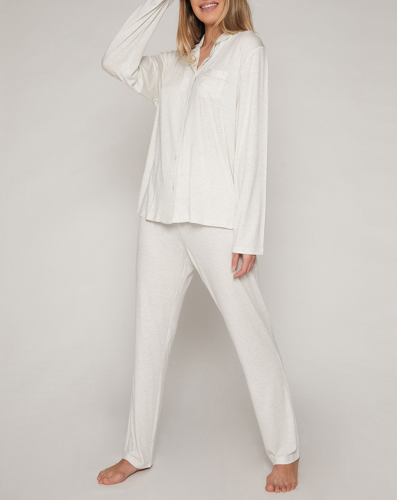Admas Classic Pyjama T-Shirt Manches Longues & Pantalon jasper gris