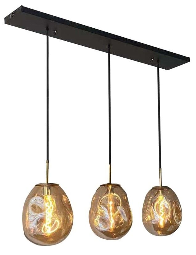 Hanglamp 3-lichts Amber Boaz B120 x D20 cm