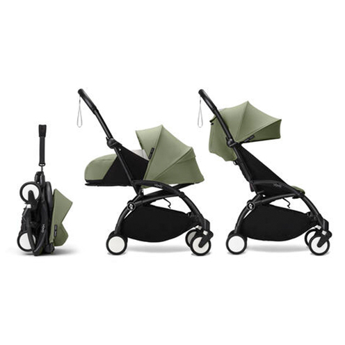 Poussette YOYO 3 Pack 0+ et 6+ Olive / Cadre Noir - STOKKE
