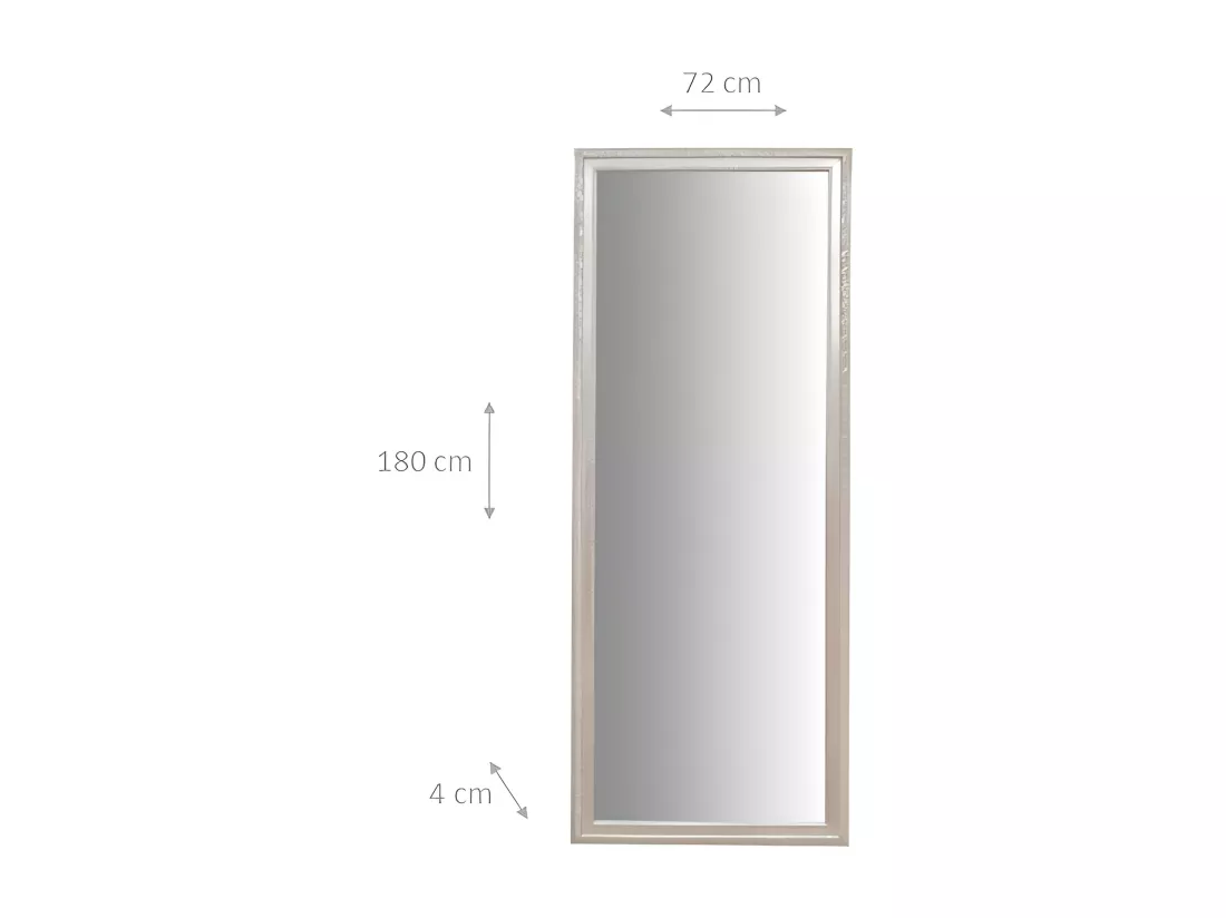 Miroir mural en finition feuille d'argent - Bois - 72x180 cm