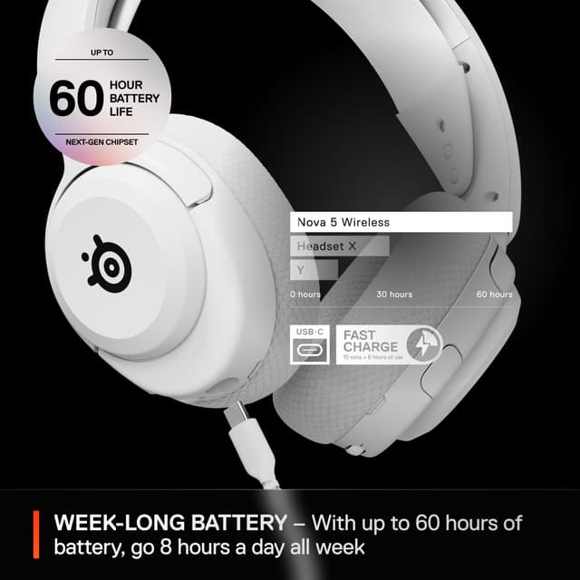 SteelSeries Arctis Nova 5 gaminghøretelefoner (Pc, hvid)