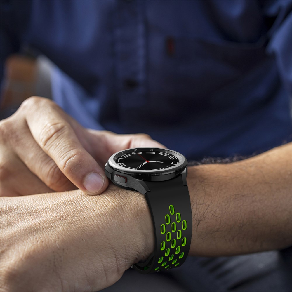 Samsung Galaxy Watch Active 2 (40mm) Ersatz Sport Dual Color Silikon Armband mit Magnetverschluss (Gelenkumfang: 180 - 240mm) - Schwarz / Neon-Grün