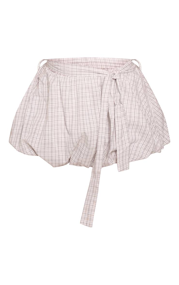 Gris Ensemble Jupe Bouffante À Carreaux Avec Taille Nouée