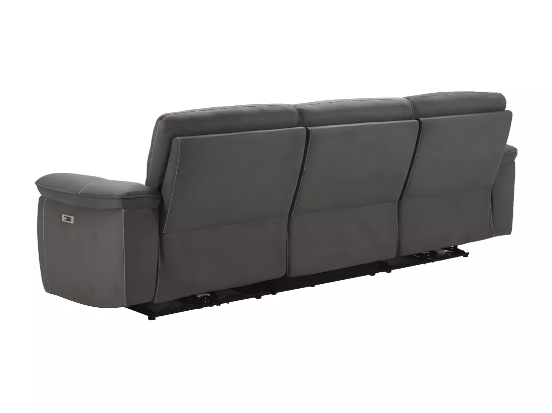 Canapé de relaxation électrique en microfibre Kleman-Couleur Gris foncé-4 places relax électrique