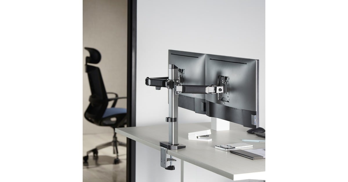 ACT ConnectivityMonitorarm office, 2 schermen  (Zilver)