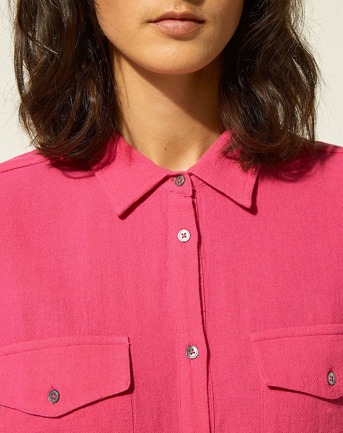 Galeries Lafayette Surchemise en Coton organique Leonie droite rose fuchsia