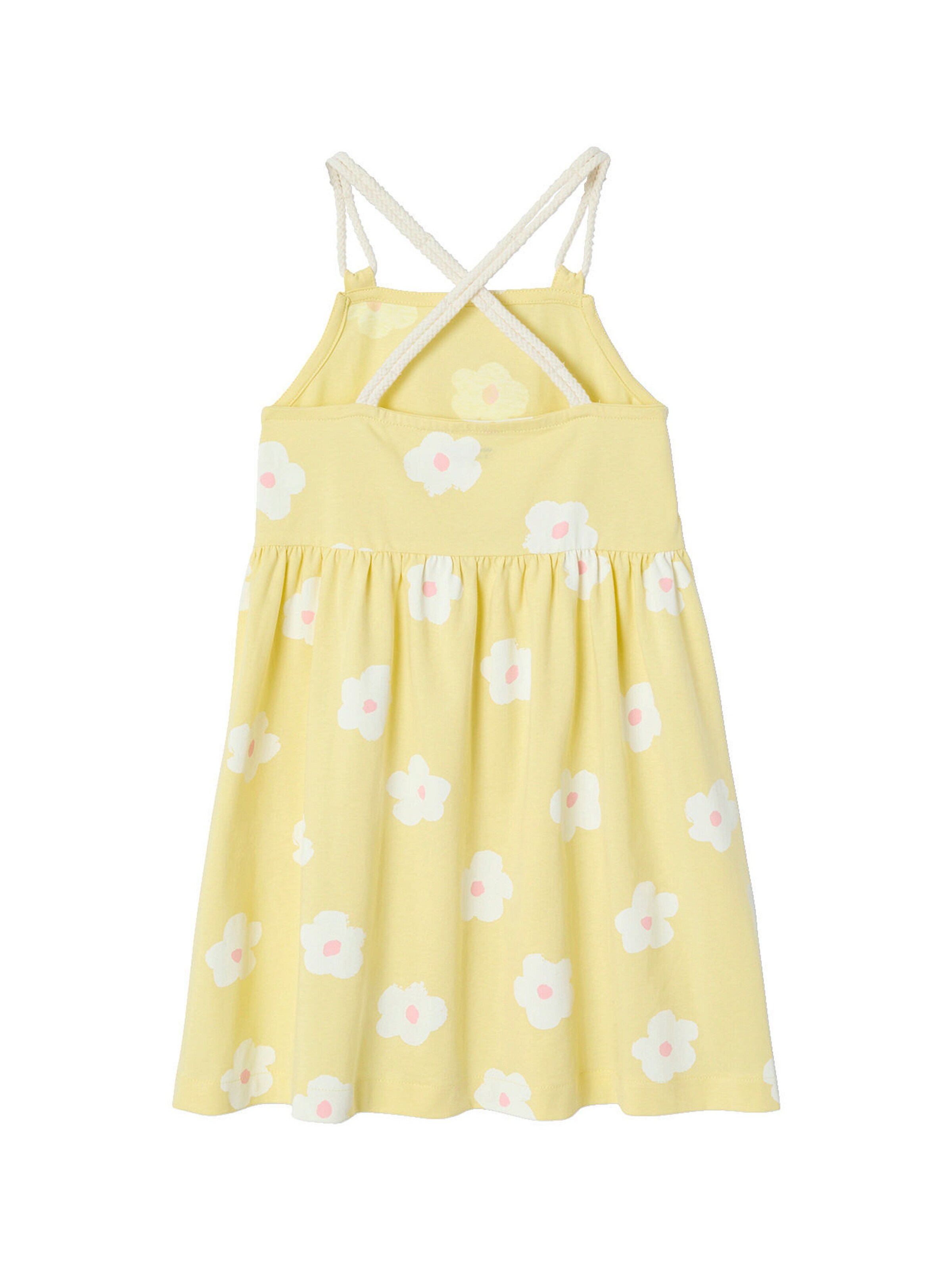 Vertbaudet Mädchen Sommerkleid mit geflochtenen Trägern hellgelb