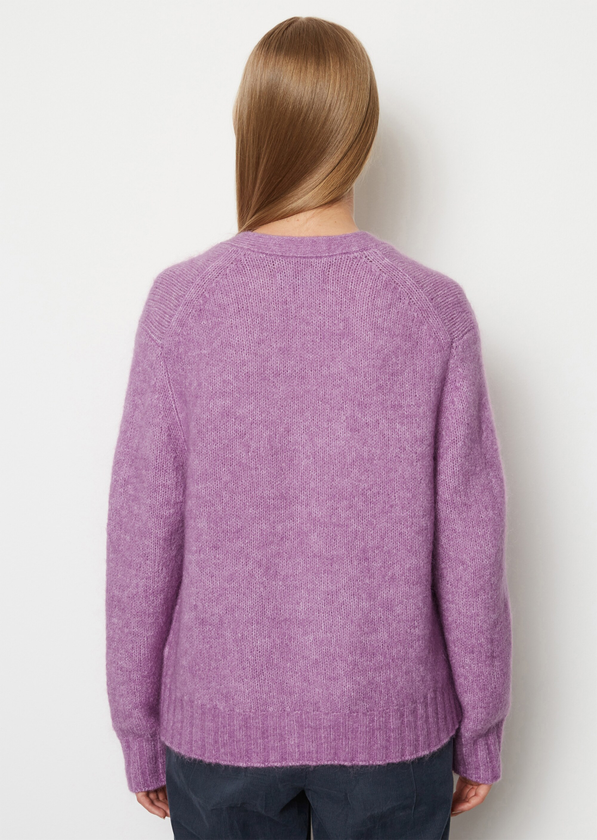 V-Neck-Cardigan relaxedaus kuscheligem Schurwolle-Mohair-Mix