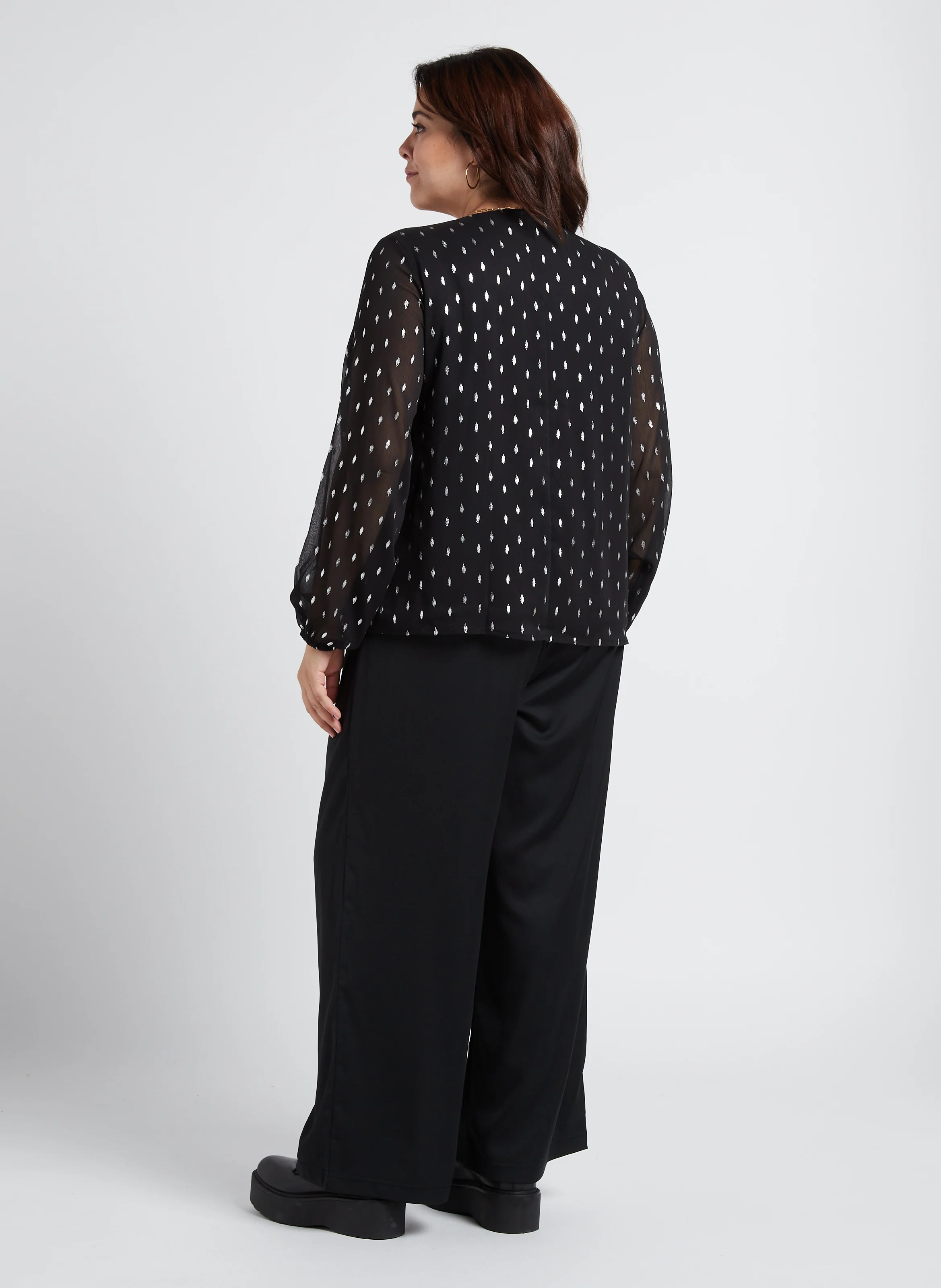KAY - Pantalon droit taille haute en satin | Noir