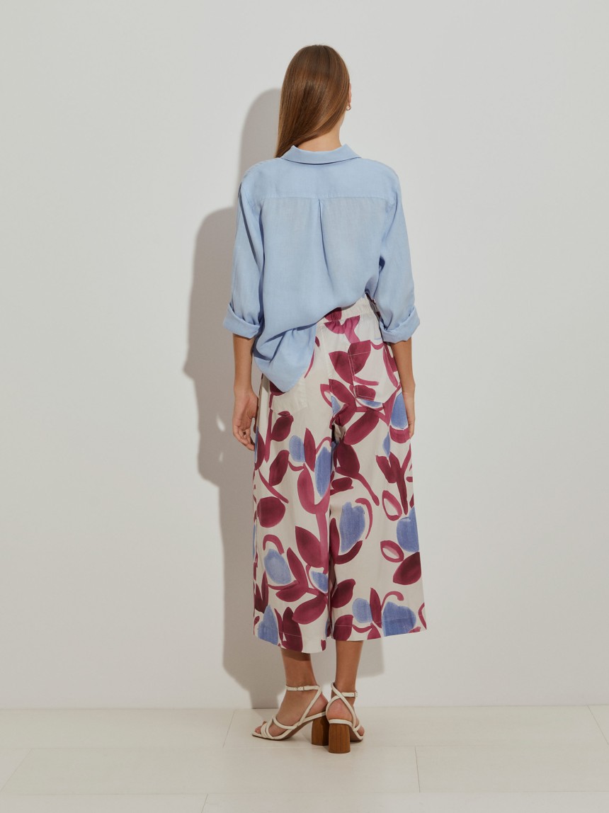 Calças pantalona estampadas