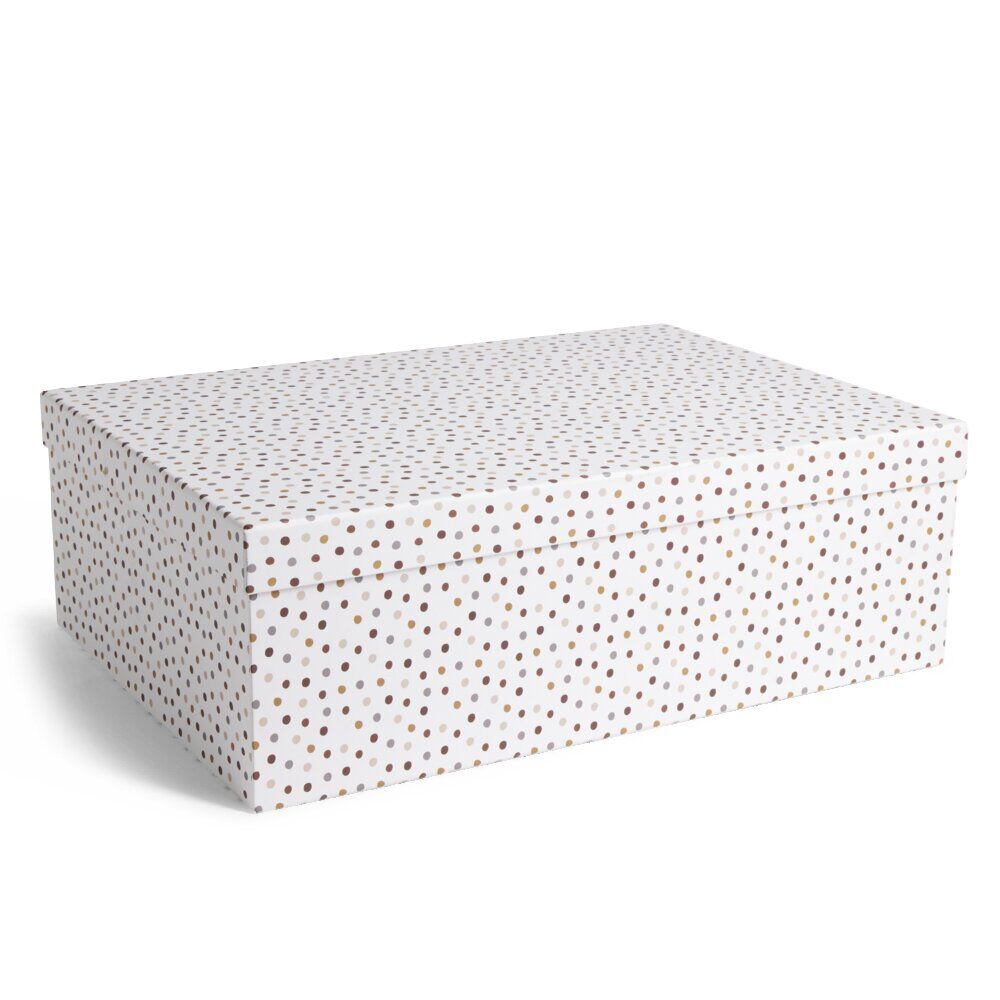 Boîte papier blanc à pois 40x26,5x13cm