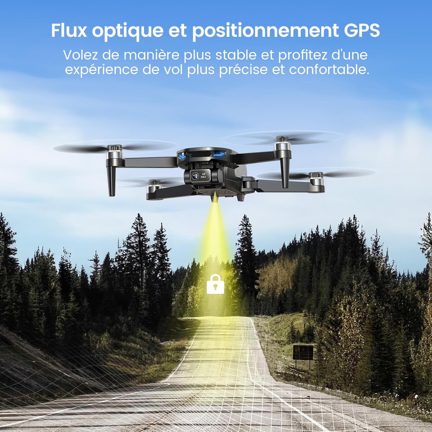 DEERC D65 Drone EIS 4K, Caméra avec Cardan à 2 Axes,