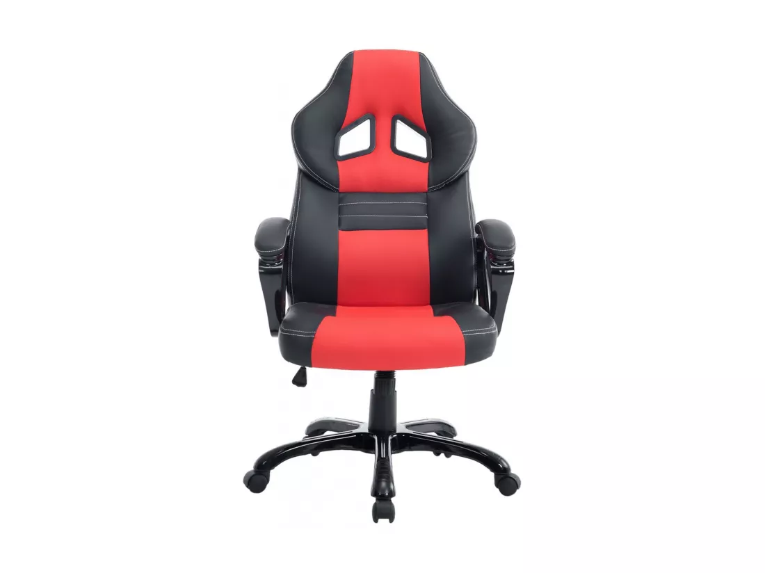 Chaise de bureau - Similicuir & Plastique - Noir / Rouge - XL Pedro
