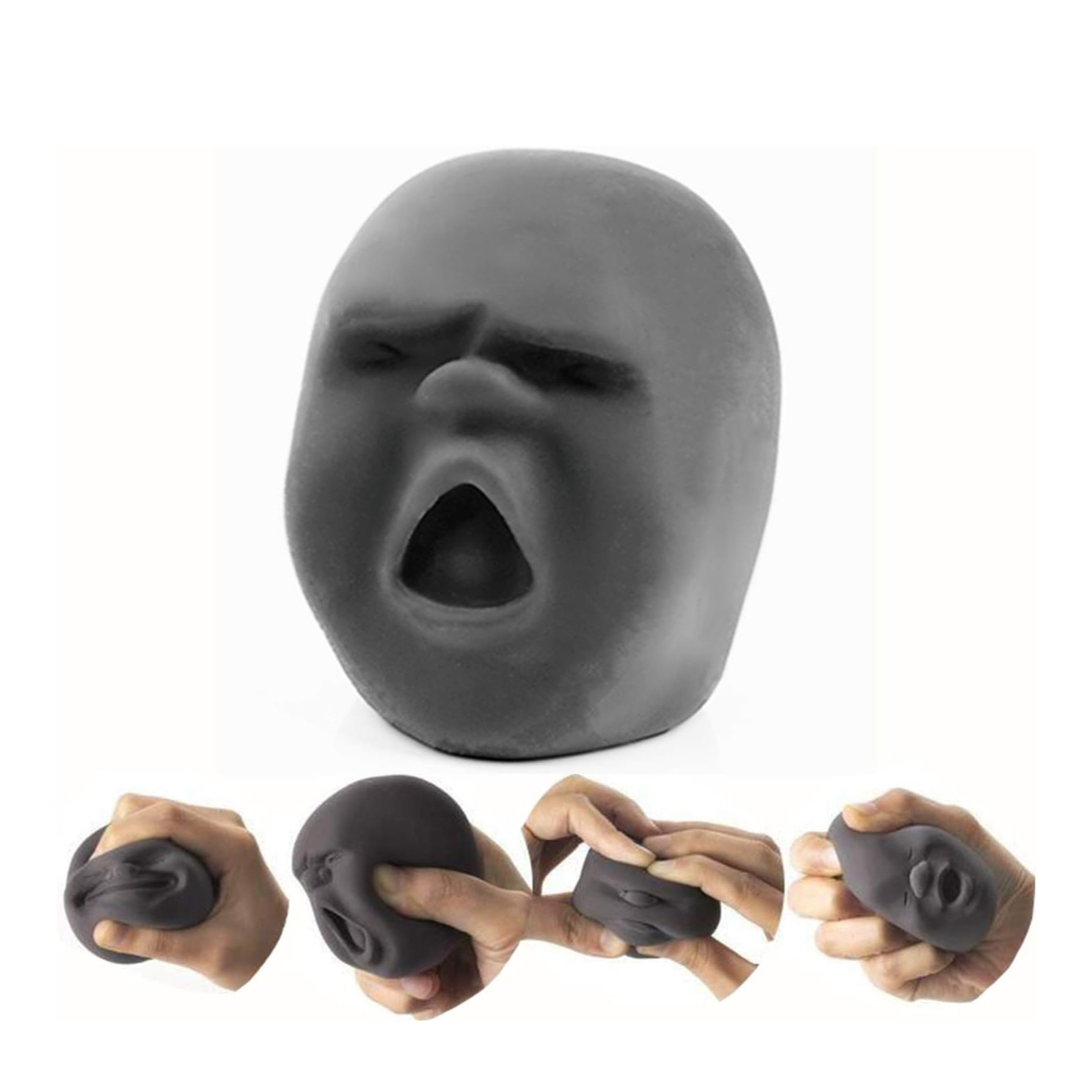 (6x6cm) Anti Stress Knautsch Cao Maru Squeeze Spielzeug Lustiges Squishy Gesicht - Assortiert / Schwarz