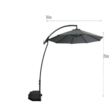 Zweefparasol Florida Antraciet Ø300 cm