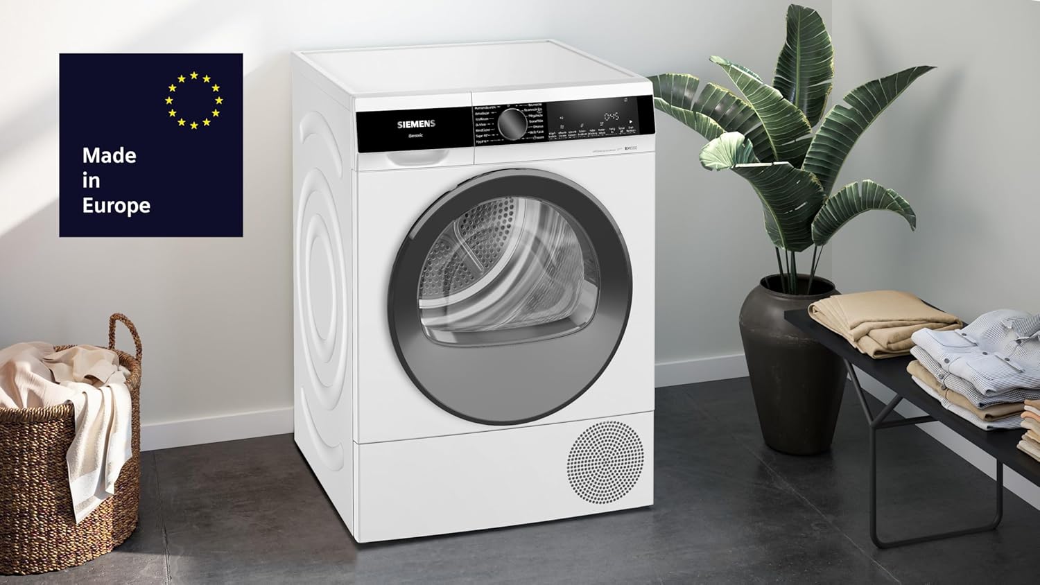 Siemens WQ35G2D00 iQ500 Wärmepumpen-Trockner 8 kg, autoDry für schonendes & präzises Trocknen, speedPack für kürzere Laufzeiten, softDry-Trommelsystem, Selbstreinigender Kondensator, Weiß