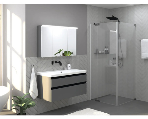 Jungborn SETTE hoekinstapdeur met vast paneel links, draaideur rechts, 75 x 90 cm, chroomprofiel, helder glas met vuilafstotende coating en buffergreep