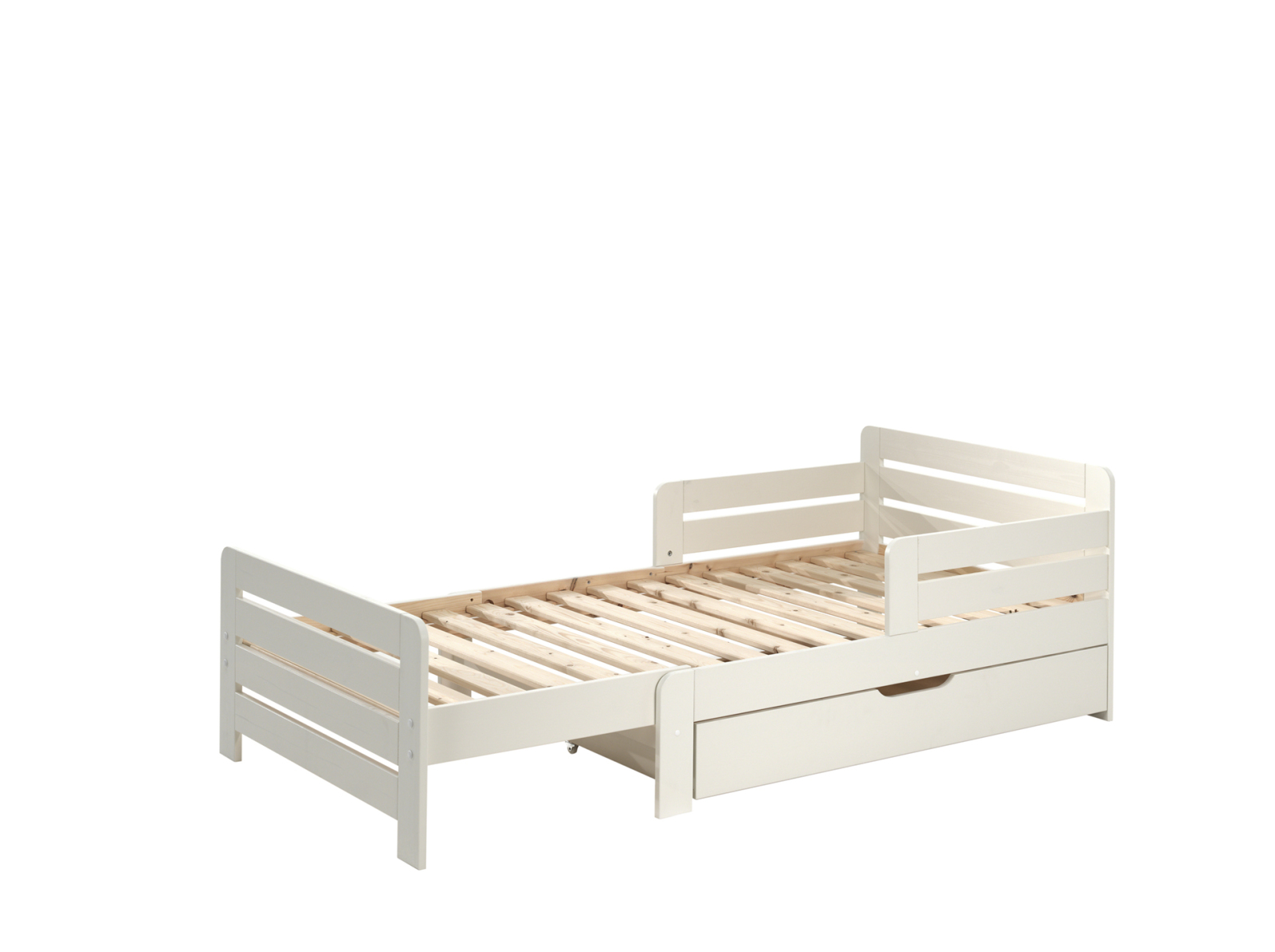 Kinderbett JUMPER - weiß - ausziehbar - mit Bettschublade - 90x140-200 cm