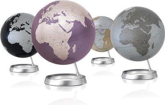 Atmosphere - Full Circle Vision - Wereldbol - Metallic Silver - Aluminium Voet - 30cm