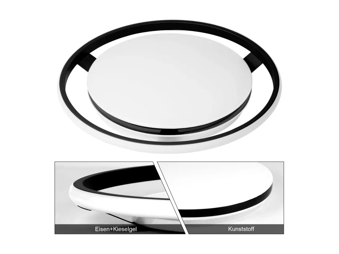 NETTLIFE Plafonnier LED Noir Moderne Télécommande Design Rond Lampe de Salon avec Lampe à Intensité Variable pour Chambre Cuisine Bureau Couloir