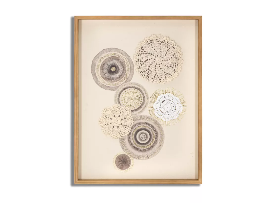 Tableau Toile sur Bois - Motifs Géométriques aux Tons Chaleureux avec Décors en Relief - 45x3,2x60 cm - Décoration Murale Élégante