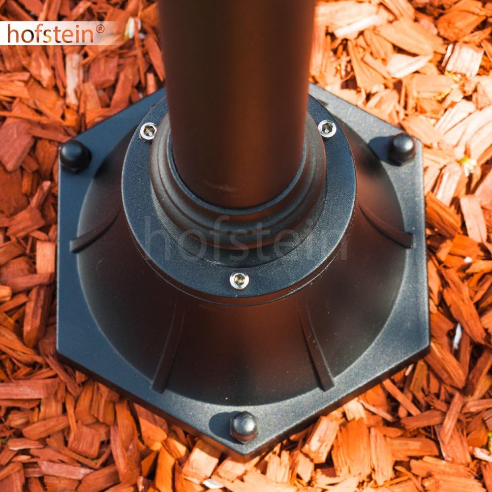 HOFSTEIN Kandelaber Elgin, Außenwegeleuchte aus Metall/Kunststoff in Schwarz-matt/Klar, Wegebeleuchtung in antikem Look 225 cm, 2xE27, IP44, Wegeleuchte im Vintage-Design für Garten, Außenbereich, Hof