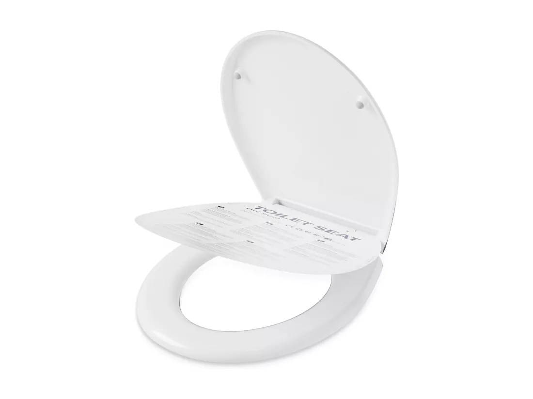 CECIPA MAX Siège de Toilette en Forme de O - Abattant WC Frein de Chute - Couvercle de Toilette pour Salle de Bain Siège de Toilette - Blanc