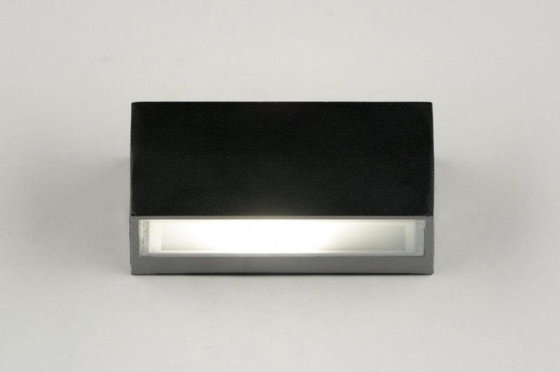 Zwarte Wandlamp - Aluminium - Met Schemersensor - Rechthoekig